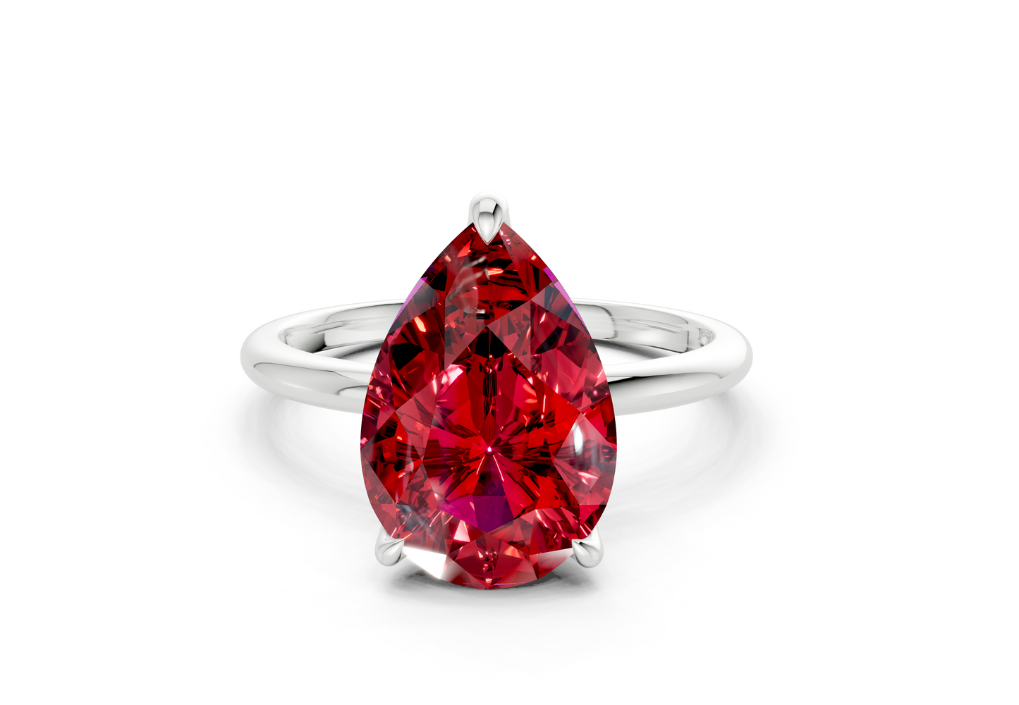 Phoenix Ruby Gemstone Solitaire Pear Cut 2mm Engagement Ring