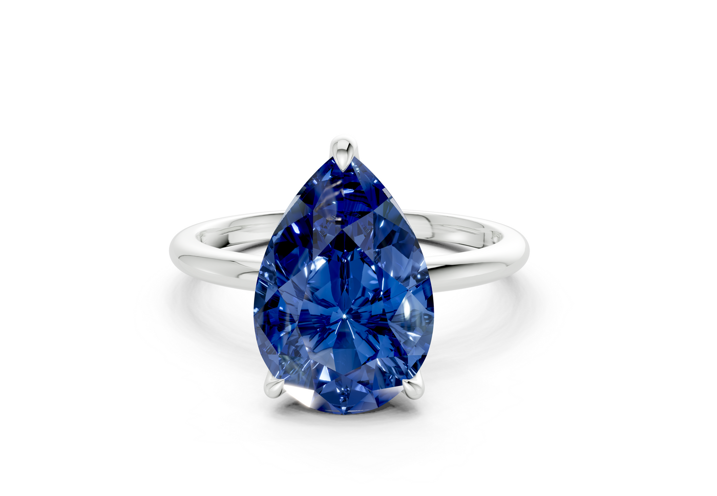 Phoenix Sapphire Gemstone Solitaire Pear Cut 1.8mm Engagement Ring