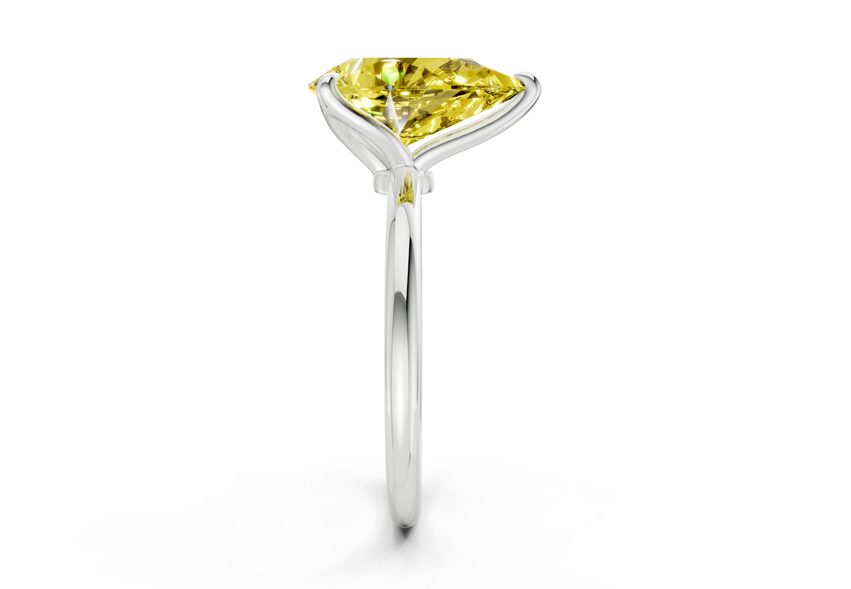 Phoenix Yellow Diamond Solitaire Pear Cut 1.8mm Engagement Ring