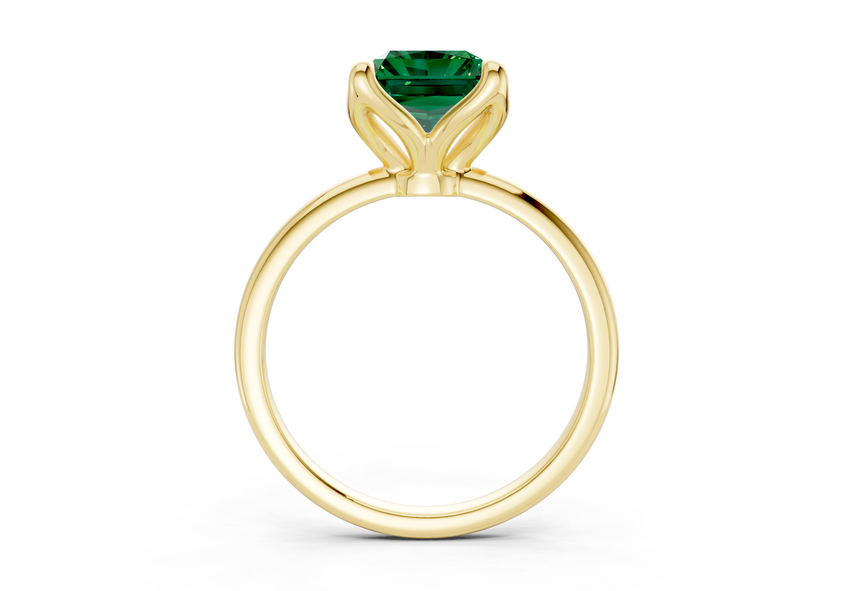 Phoenix Emerald Gemstone Solitaire Radiant Cut 1.8mm Engagement Ring