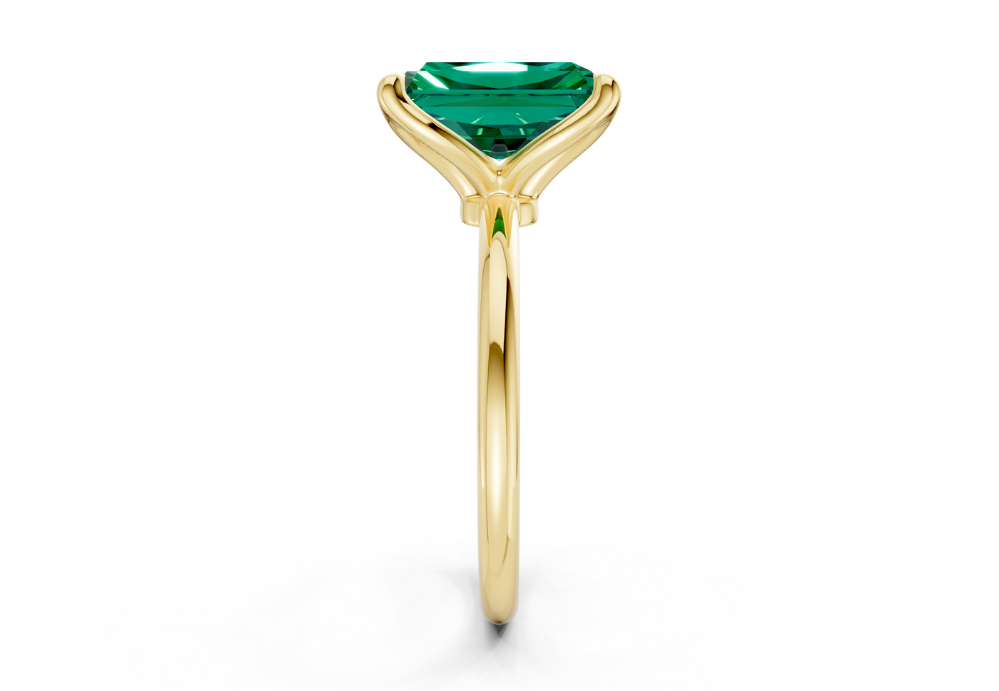 Phoenix Emerald Gemstone Solitaire Radiant Cut 1.8mm Engagement Ring