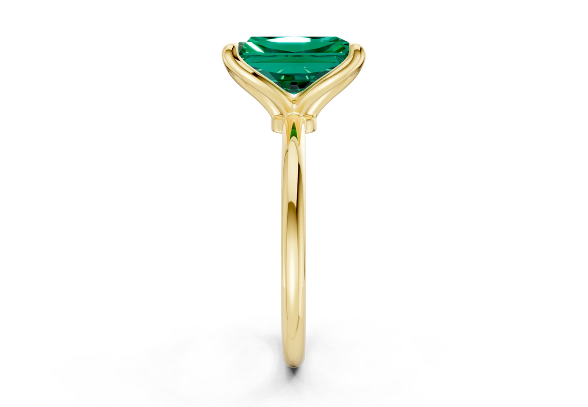Phoenix Emerald Gemstone Solitaire Radiant Cut 2mm Engagement Ring
