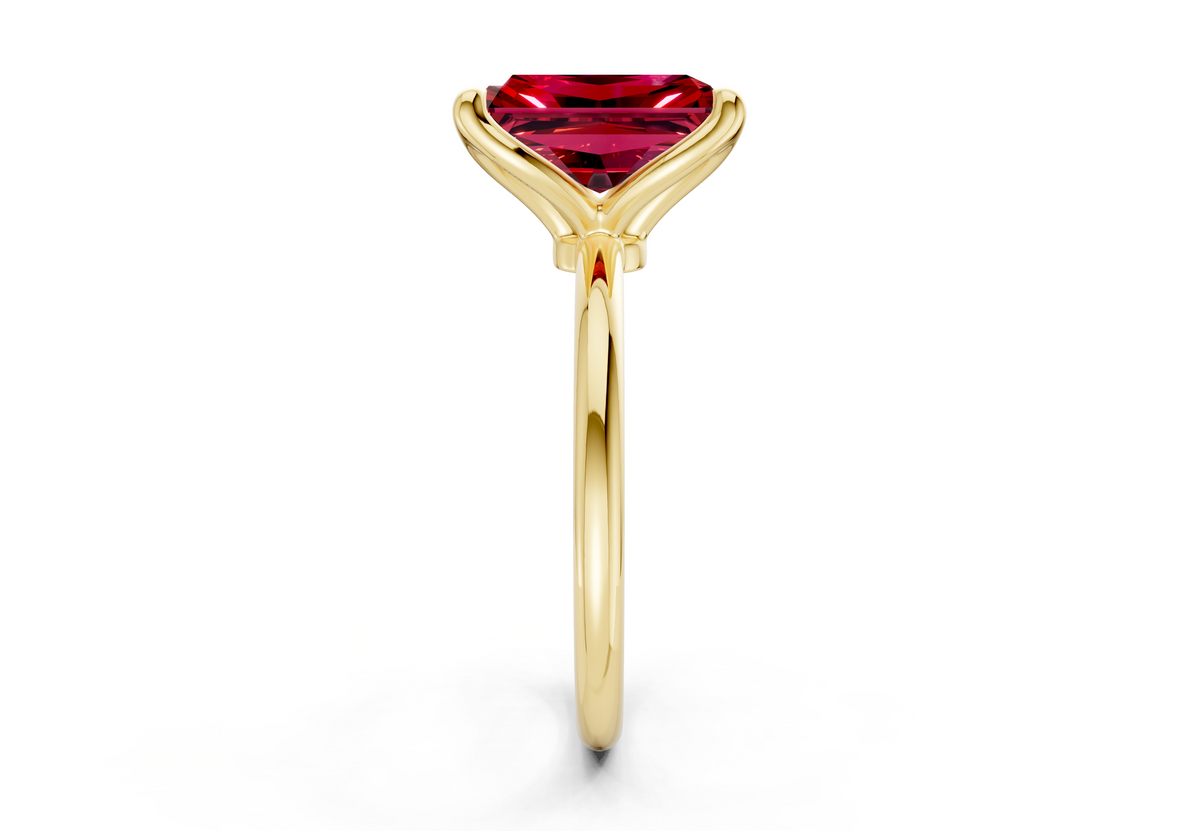 Phoenix Ruby Gemstone Solitaire Radiant Cut 1.8mm Engagement Ring
