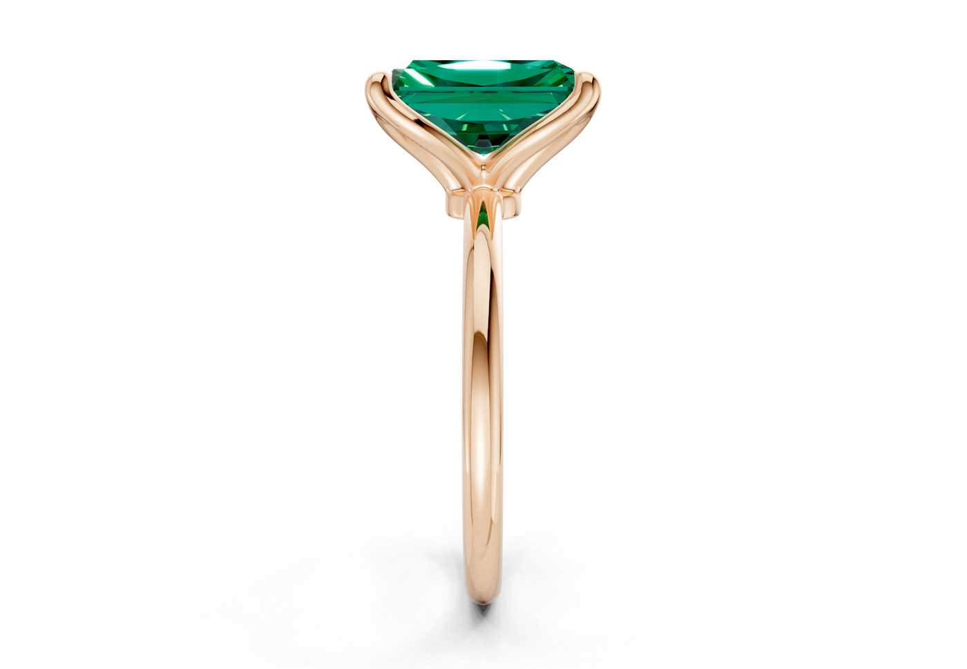 Phoenix Emerald Gemstone Solitaire Radiant Cut 2mm Engagement Ring