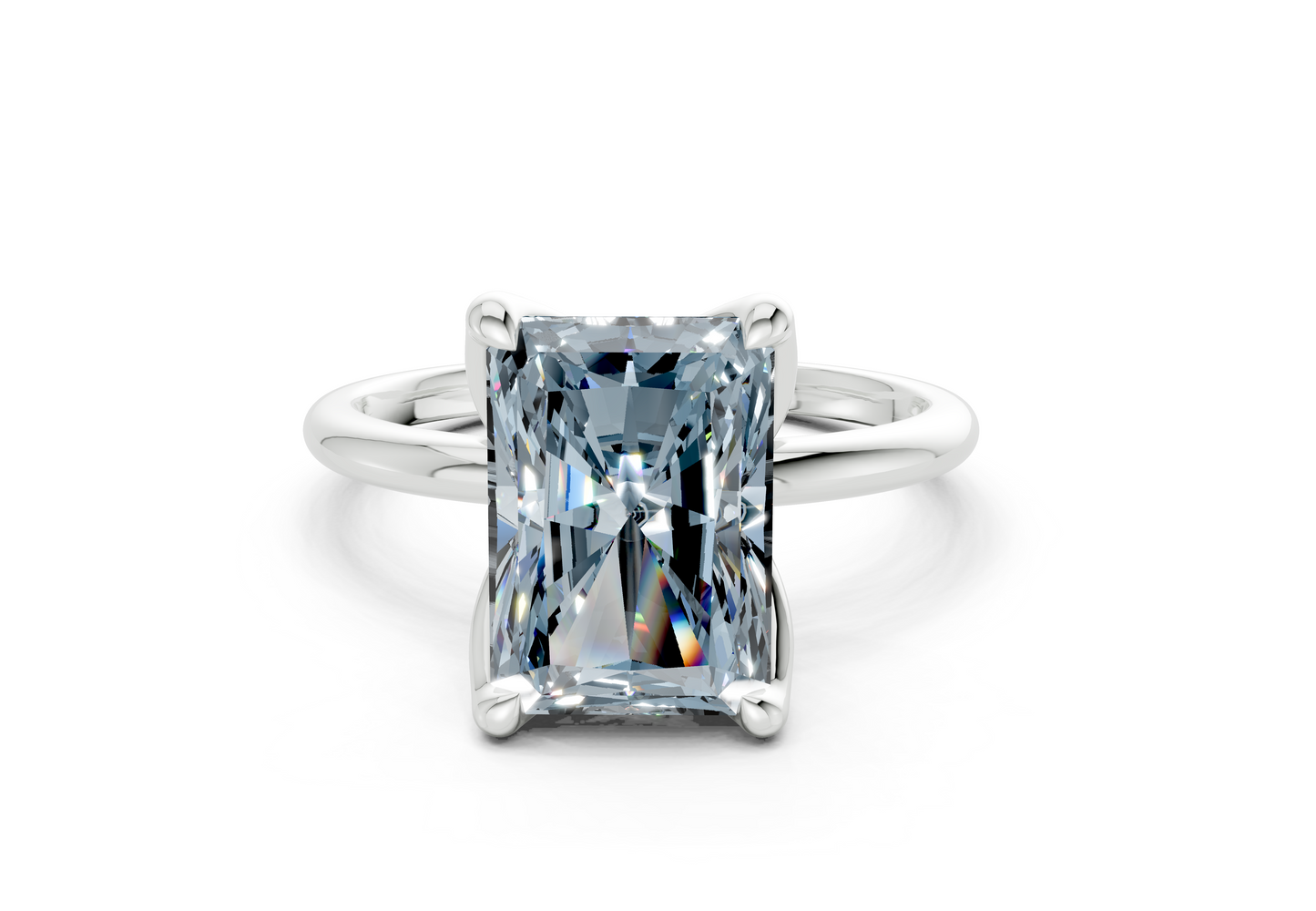 Phoenix Blue Diamond Solitaire Radiant Cut 2.3mm Engagement Ring