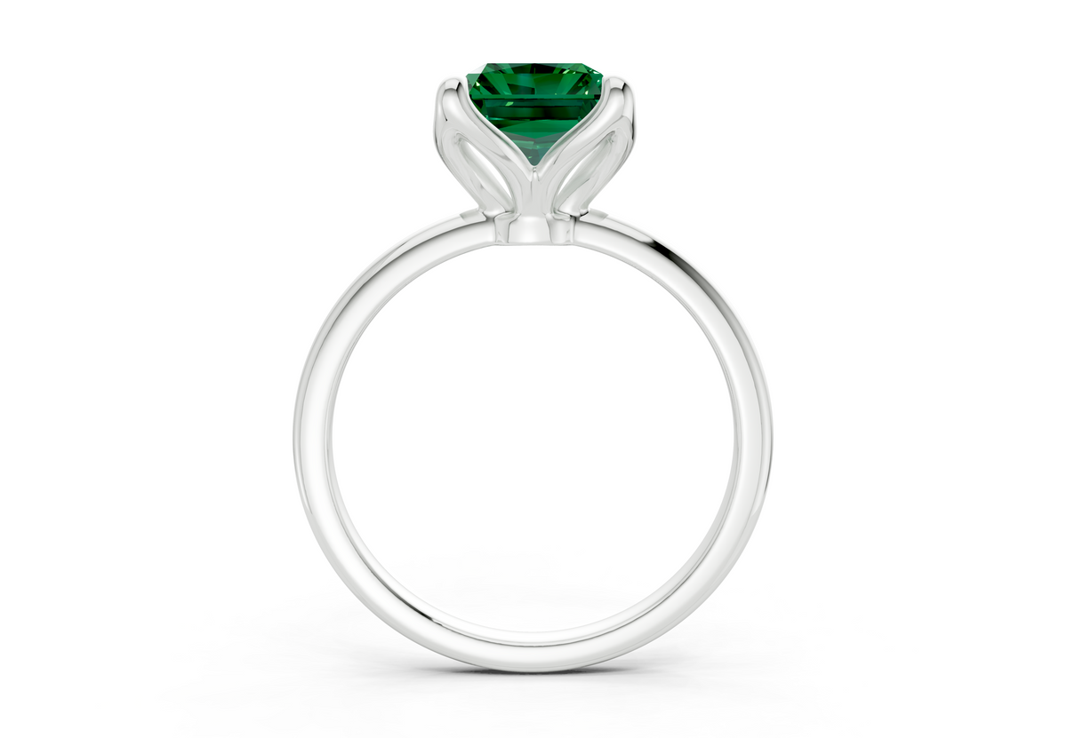 Phoenix Emerald Gemstone Solitaire Radiant Cut 1.8mm Engagement Ring