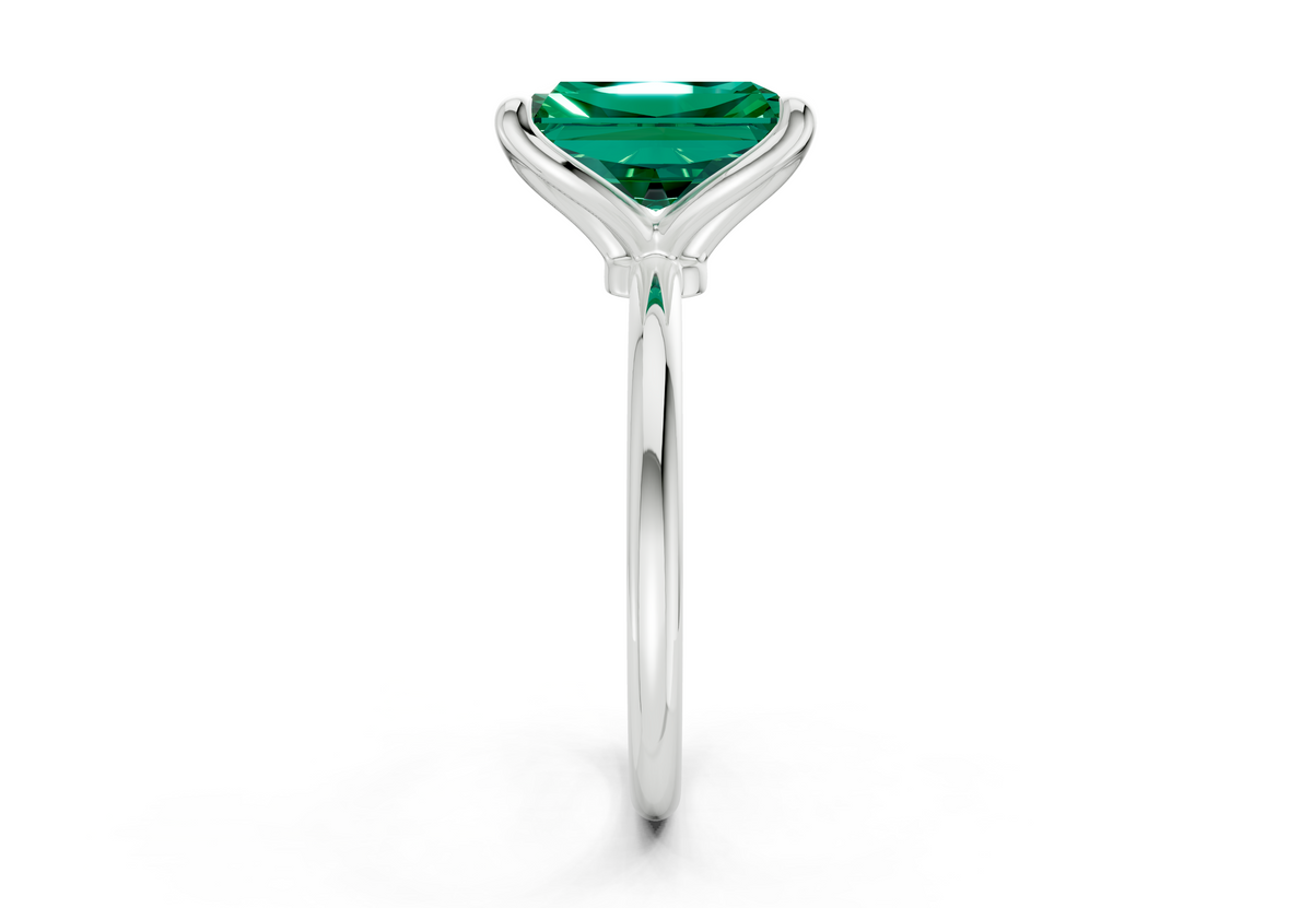 Phoenix Emerald Gemstone Solitaire Radiant Cut 1.8mm Engagement Ring