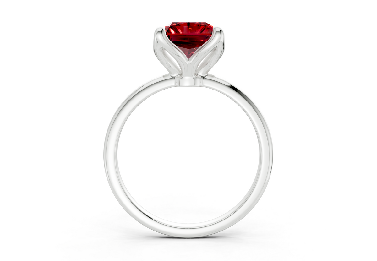 Phoenix Ruby Gemstone Solitaire Radiant Cut 1.8mm Engagement Ring