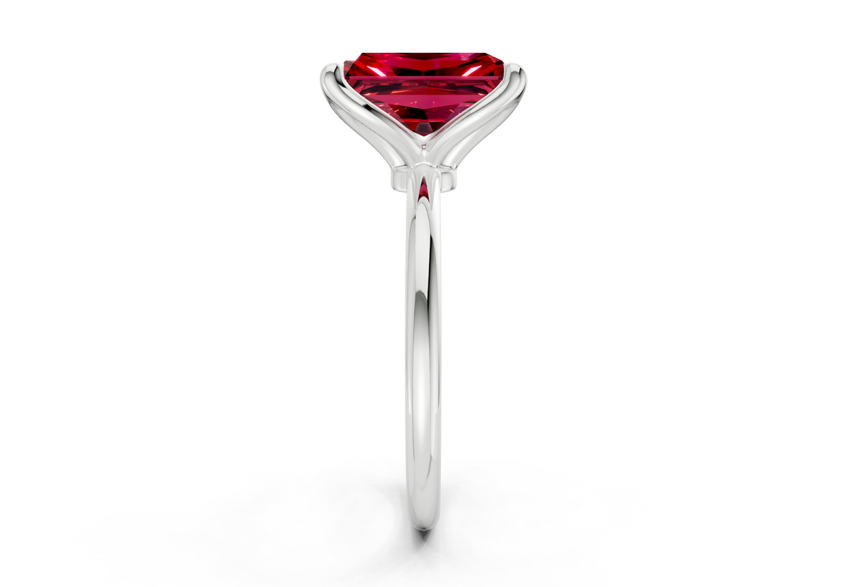 Phoenix Ruby Gemstone Solitaire Radiant Cut 1.8mm Engagement Ring