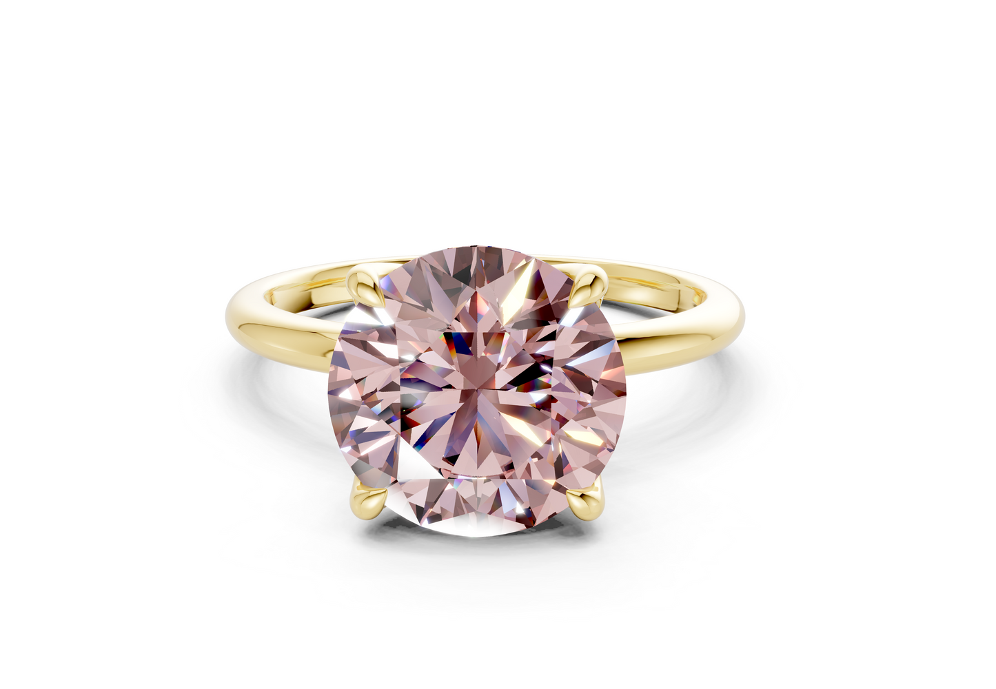 Phoenix Pink Diamond Solitaire Round Cut 2mm Engagement Ring