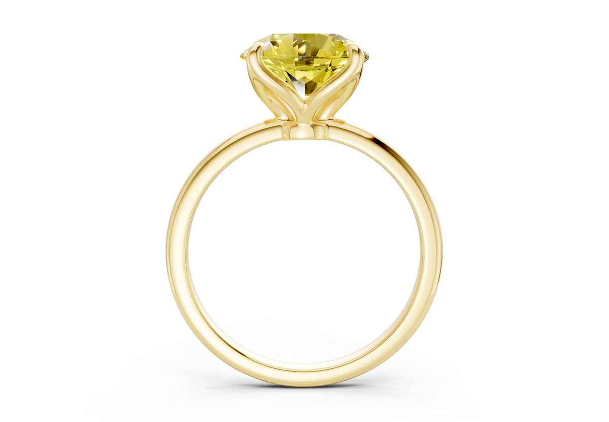 Phoenix Yellow Diamond Solitaire Round Cut 2mm Engagement Ring