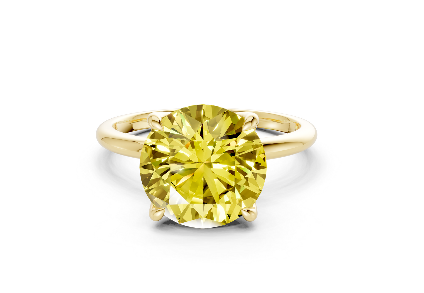 Phoenix Yellow Diamond Solitaire Round Cut 2mm Engagement Ring