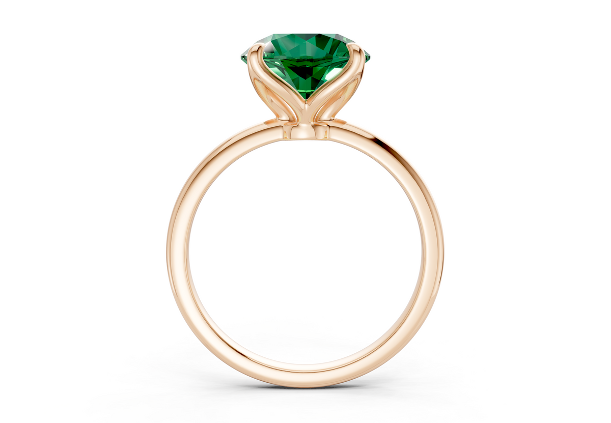 Phoenix Emerald Gemstone Solitaire Round Cut 1.8mm Engagement Ring