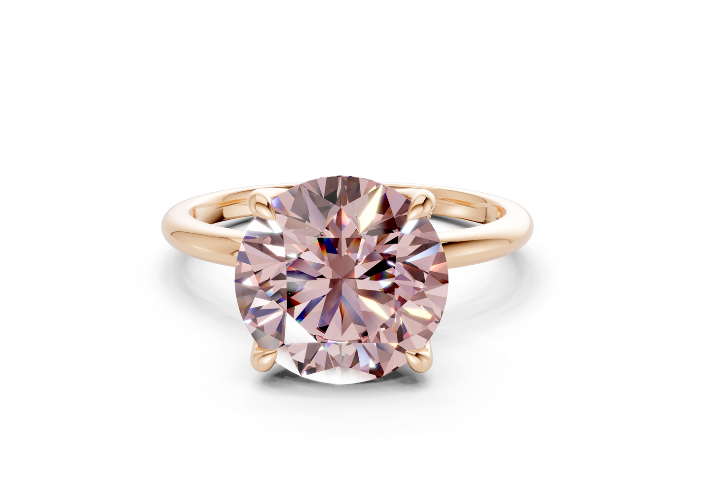 Phoenix Pink Diamond Solitaire Round Cut 2mm Engagement Ring