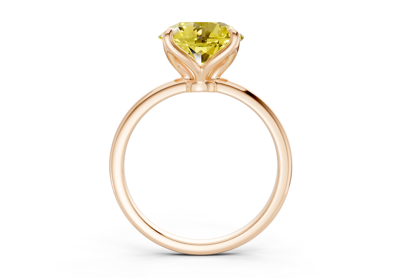 Phoenix Yellow Diamond Solitaire Round Cut 2mm Engagement Ring