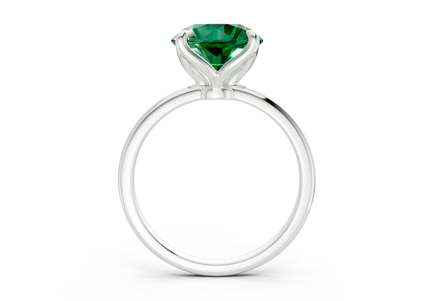 Phoenix Emerald Gemstone Solitaire Round Cut 1.8mm Engagement Ring