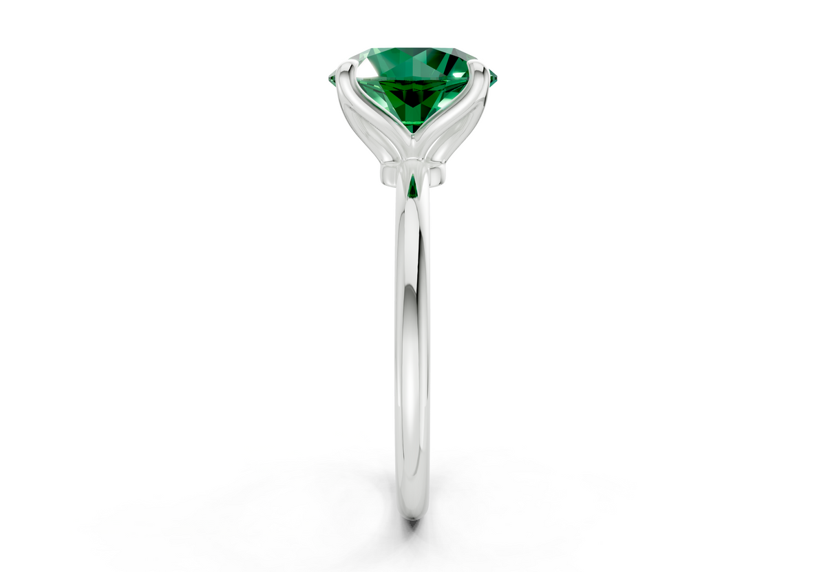 Phoenix Emerald Gemstone Solitaire Round Cut 1.8mm Engagement Ring