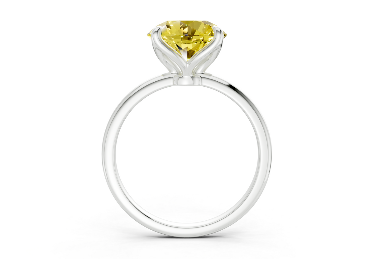 Phoenix Yellow Diamond Solitaire Round Cut 2mm Engagement Ring