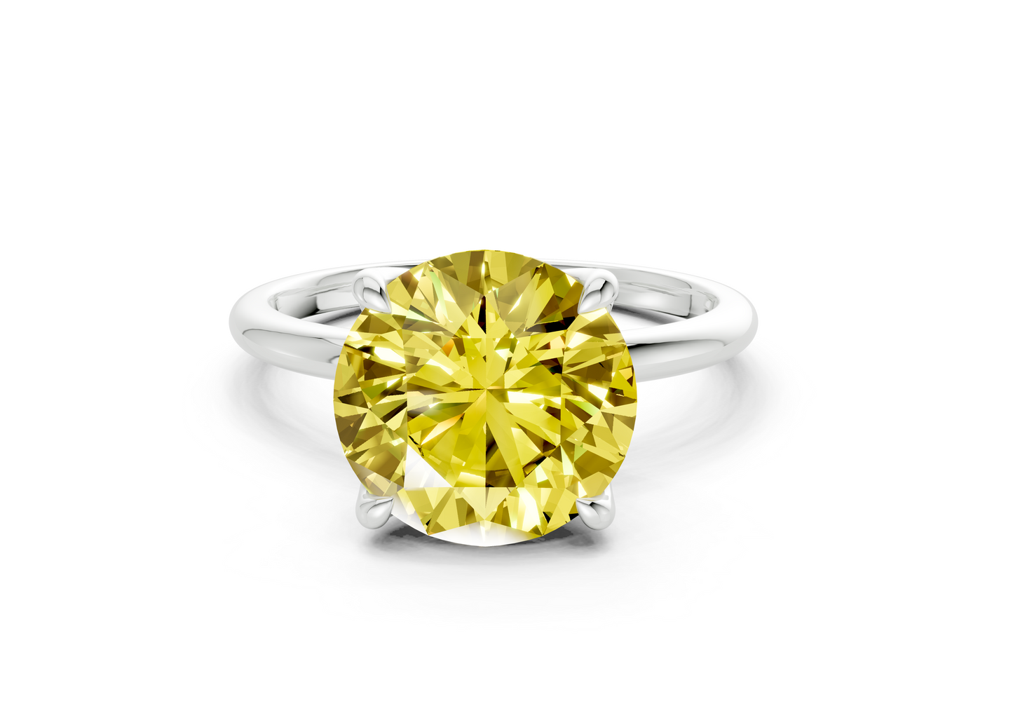 Phoenix Yellow Diamond Solitaire Round Cut 2mm Engagement Ring