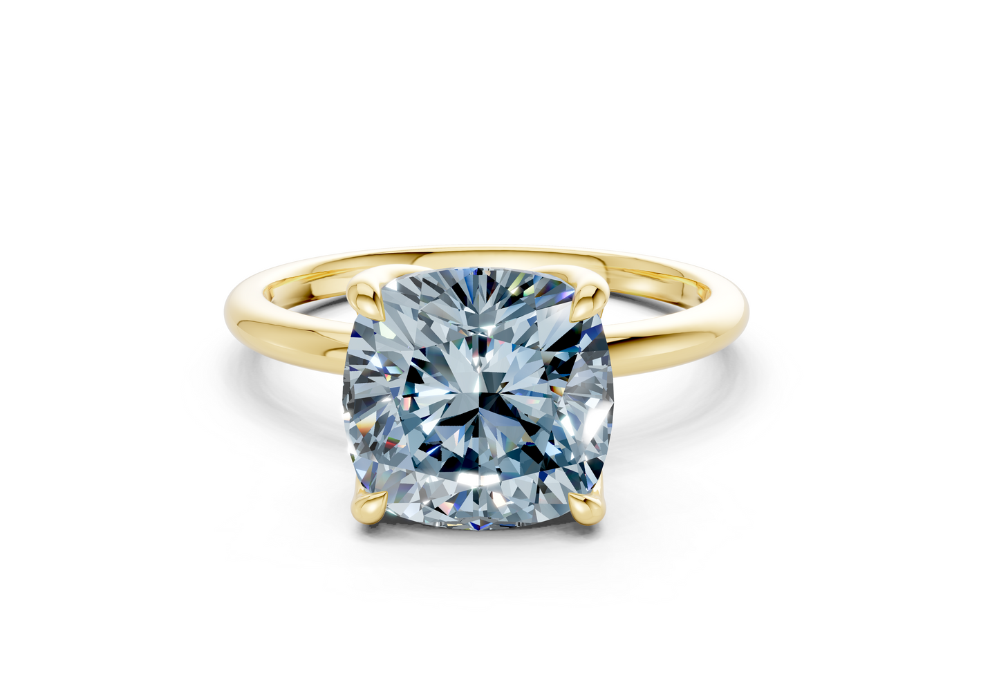 Phoenix Blue Diamond Solitaire Cushion Squareuare Cut 2mm Engagement Ring
