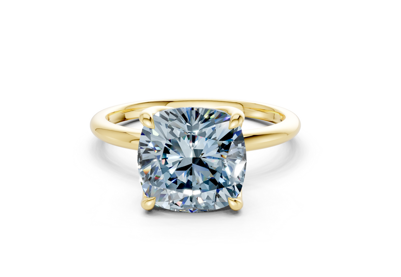 Phoenix Blue Diamond Solitaire Cushion Squareuare Cut 2mm Engagement Ring