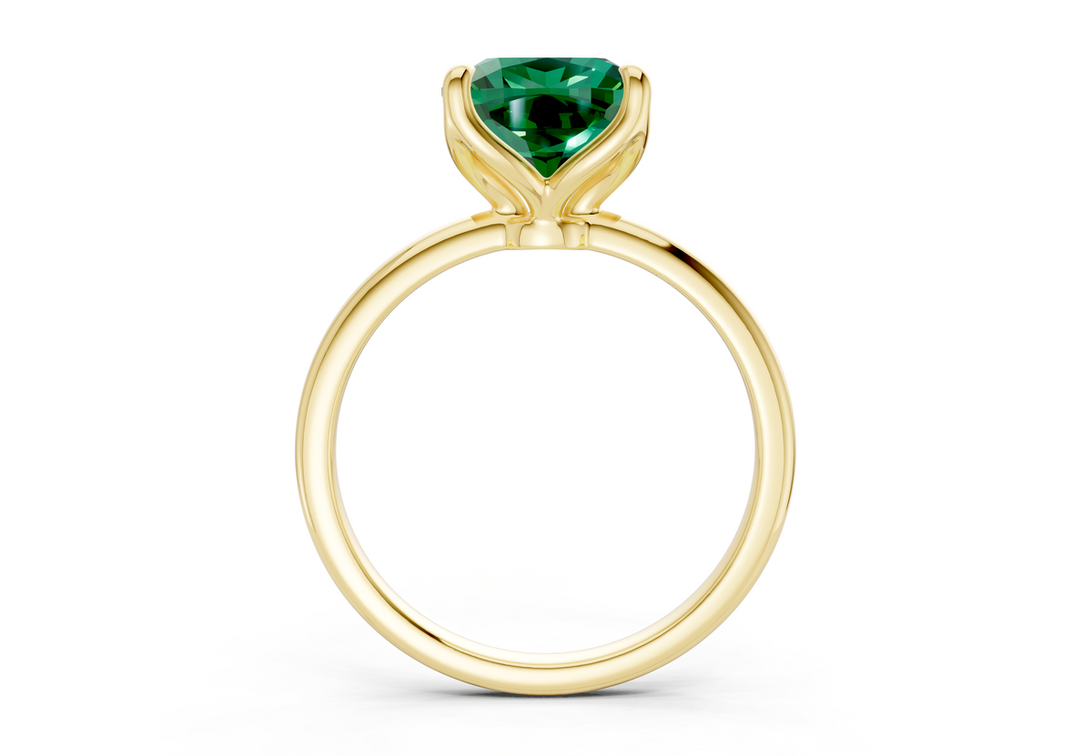 Phoenix Emerald Gemstone Solitaire Cushion Squareuare Cut 1.8mm Engagement Ring