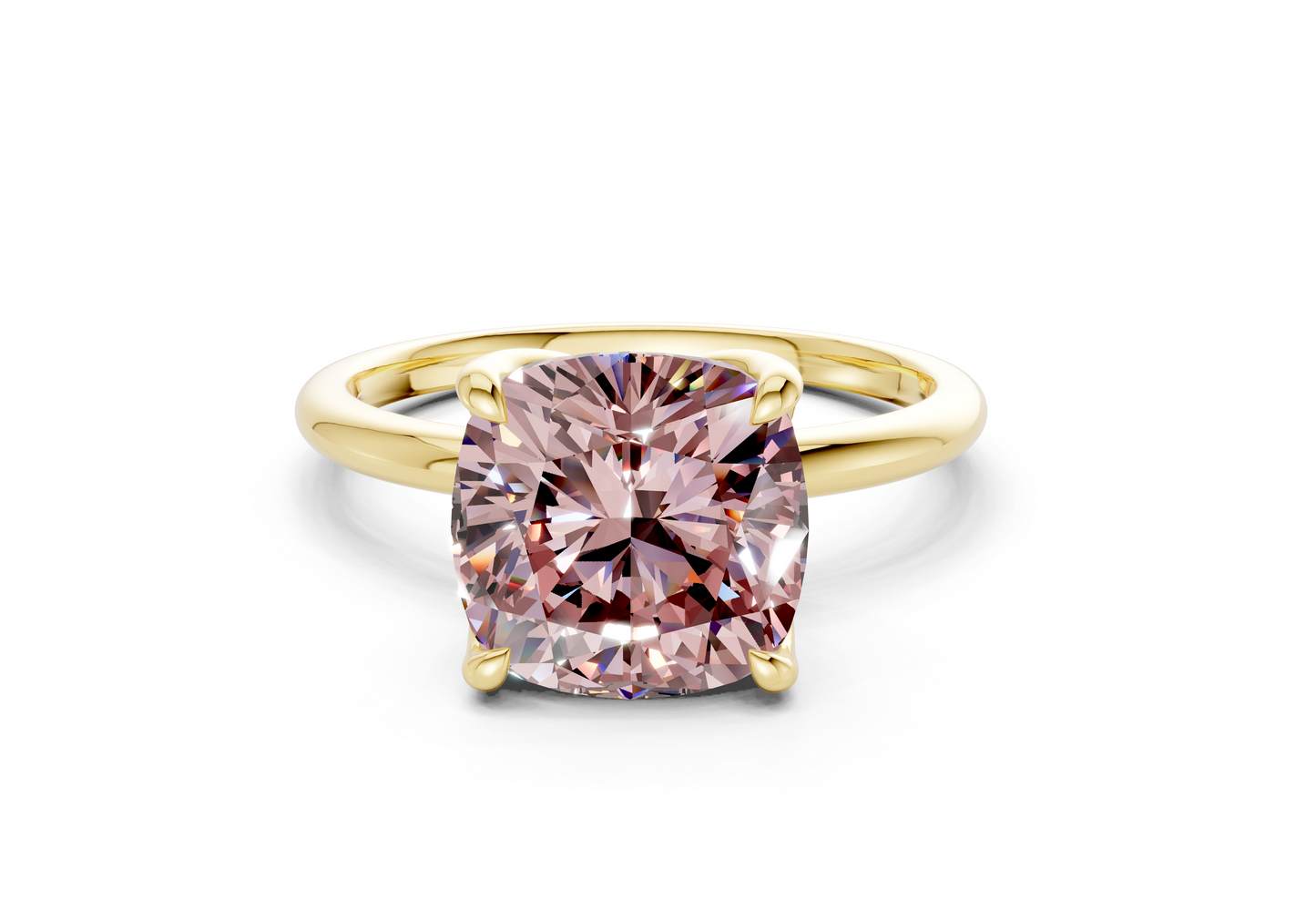 Phoenix Pink Diamond Solitaire Cushion Squareuare Cut 2mm Engagement Ring