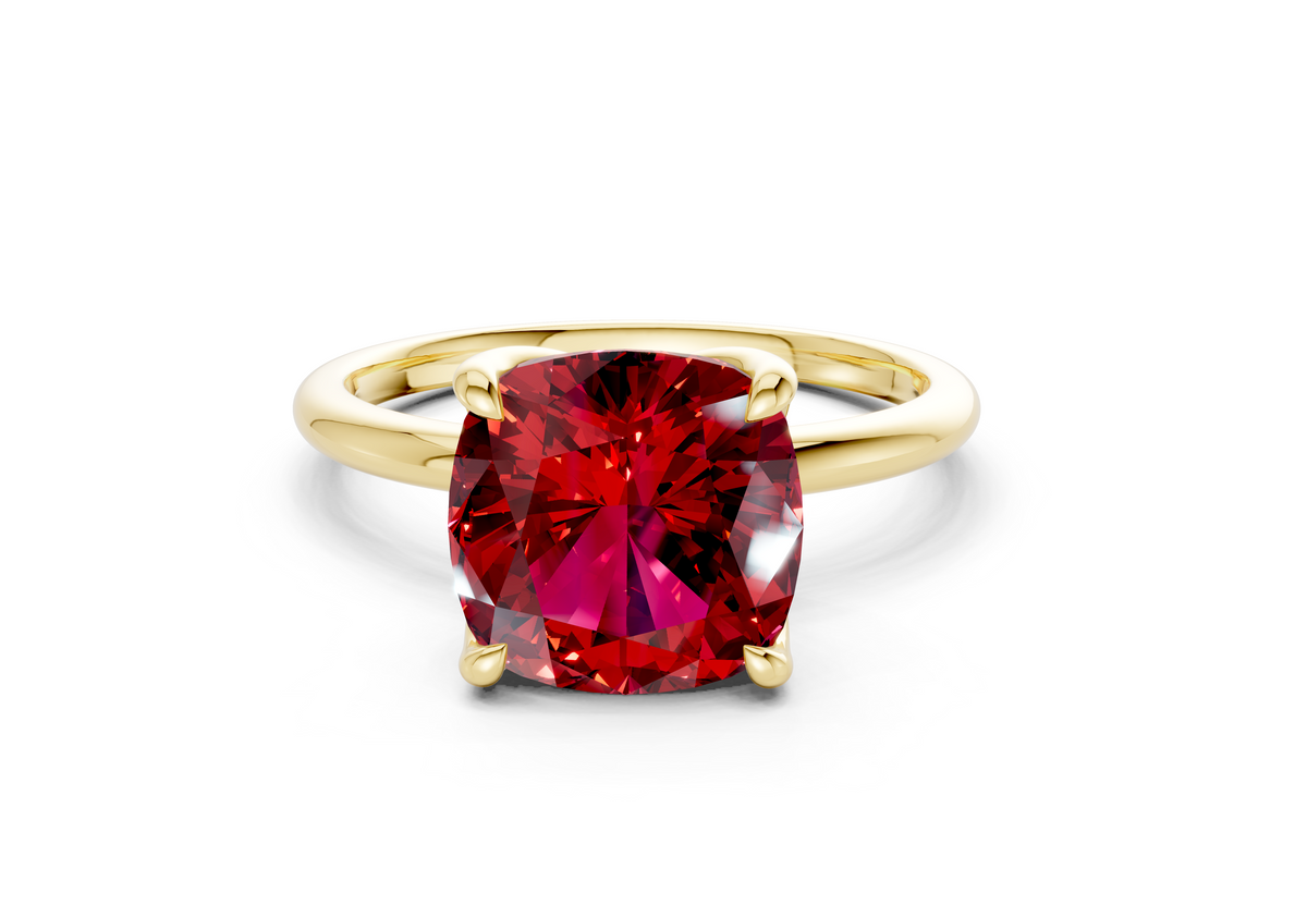 Phoenix Ruby Gemstone Solitaire Cushion Squareuare Cut 1.8mm Engagement Ring