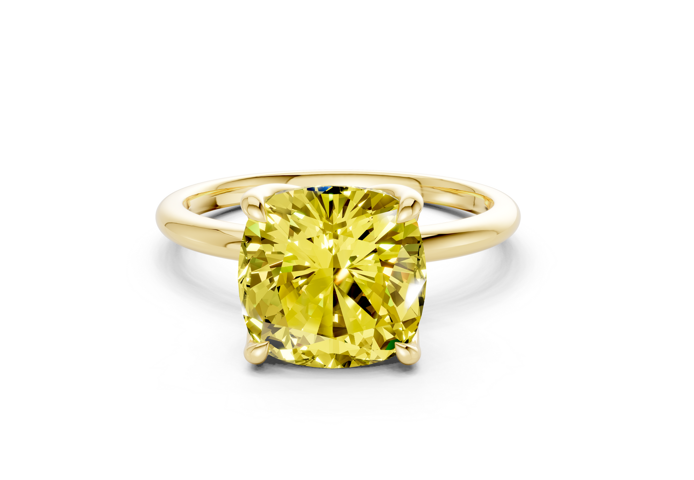 Phoenix Yellow Diamond Solitaire Cushion Squareuare Cut 1.8mm Engagement Ring