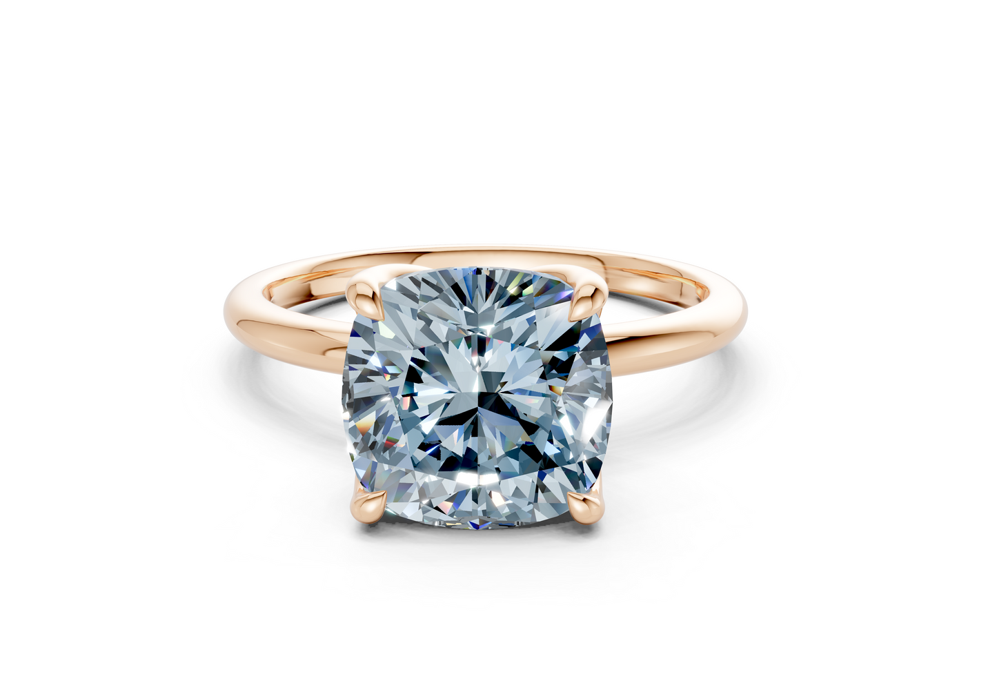 Phoenix Blue Diamond Solitaire Cushion Squareuare Cut 2mm Engagement Ring