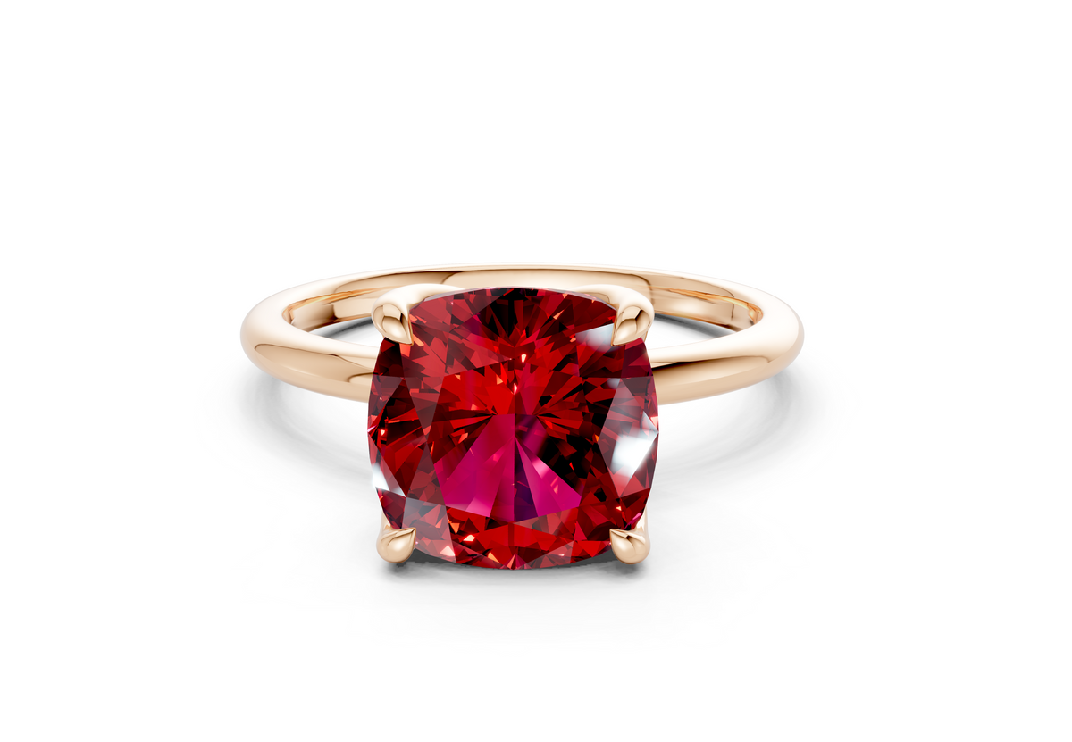 Phoenix Ruby Gemstone Solitaire Cushion Squareuare Cut 2mm Engagement Ring