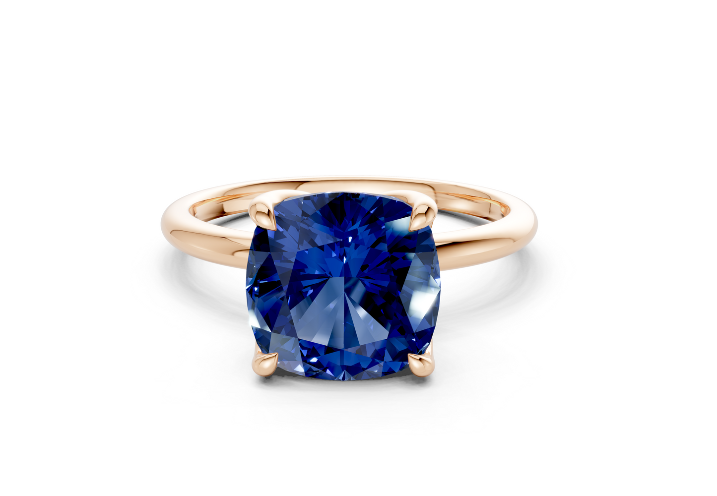 Phoenix Sapphire Gemstone Solitaire Cushion Squareuare Cut 1.8mm Engagement Ring
