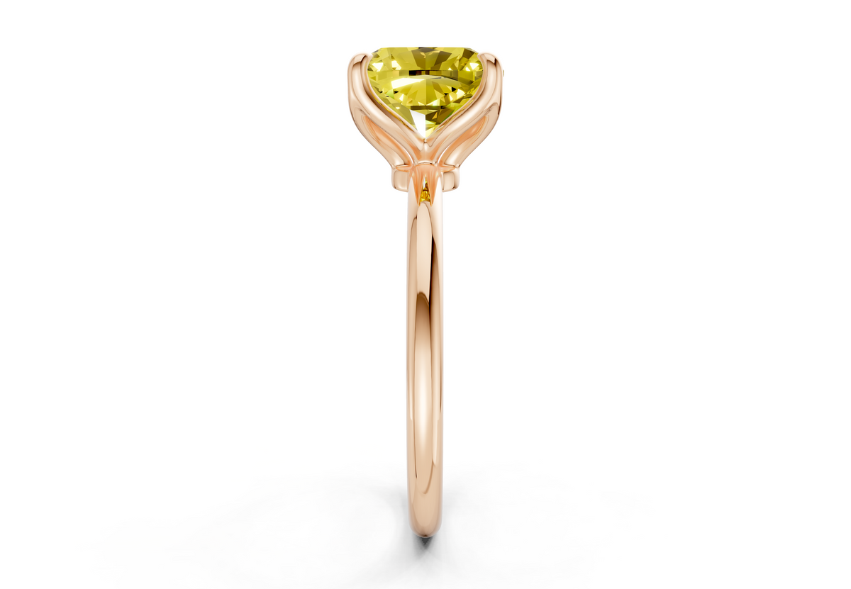 Phoenix Yellow Diamond Solitaire Cushion Squareuare Cut 1.8mm Engagement Ring