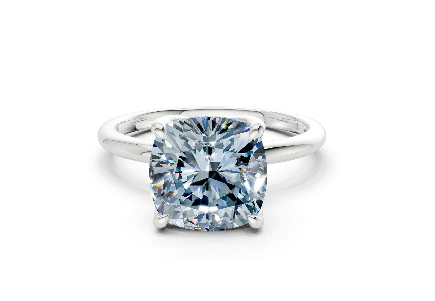 Phoenix Blue Diamond Solitaire Cushion Squareuare Cut 2mm Engagement Ring