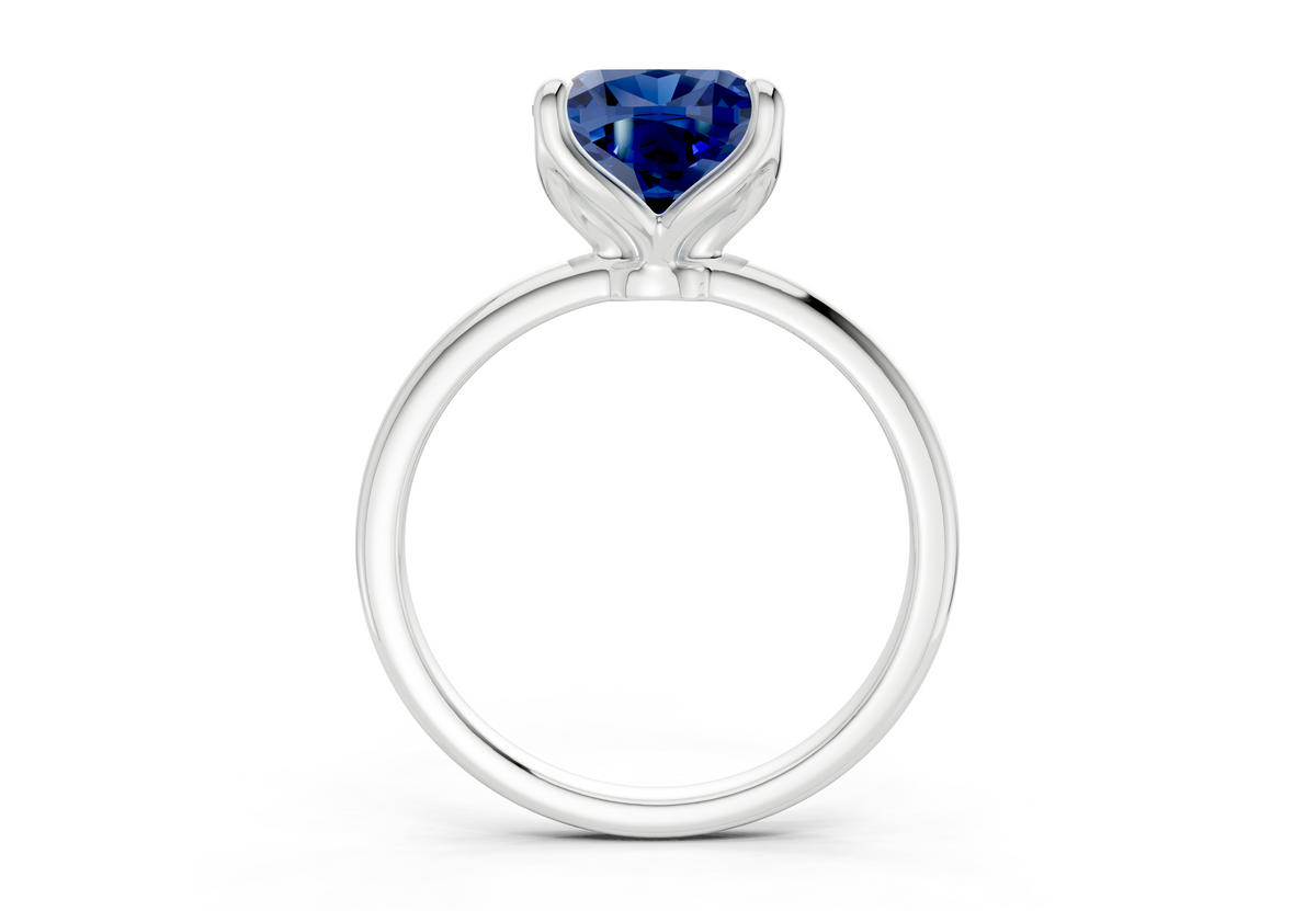 Phoenix Sapphire Gemstone Solitaire Cushion Squareuare Cut 1.8mm Engagement Ring