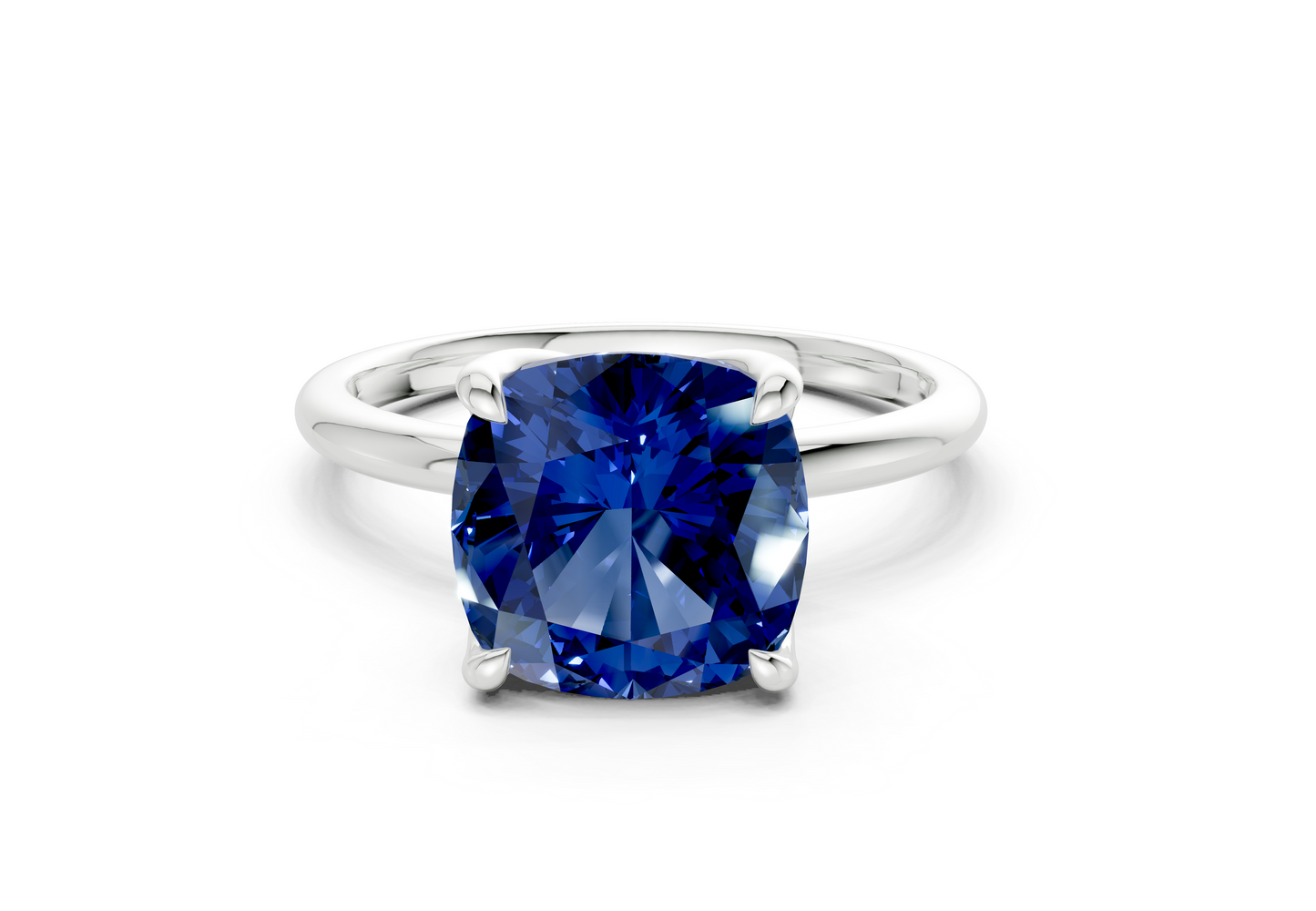 Phoenix Sapphire Gemstone Solitaire Cushion Squareuare Cut 1.8mm Engagement Ring