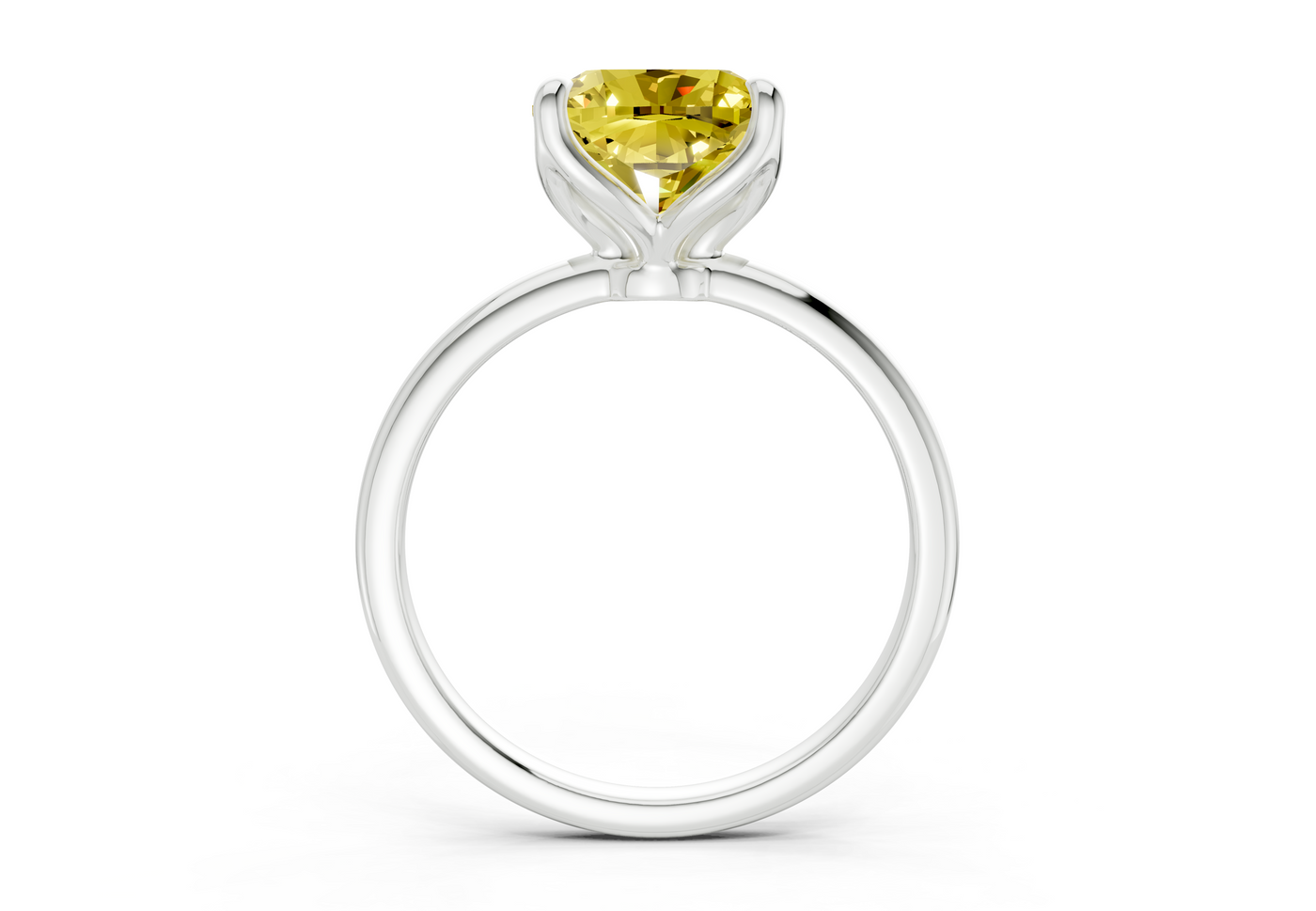Phoenix Yellow Diamond Solitaire Cushion Squareuare Cut 2mm Engagement Ring