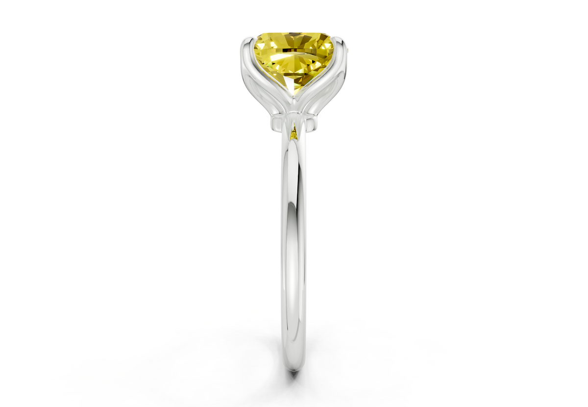 Phoenix Yellow Diamond Solitaire Cushion Squareuare Cut 1.8mm Engagement Ring