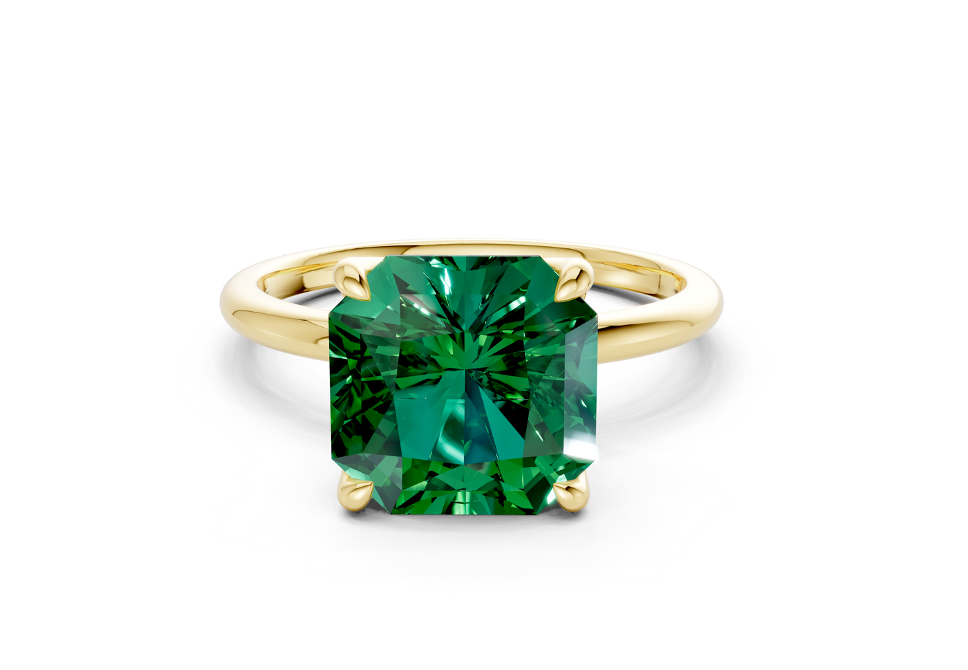Phoenix Emerald Gemstone Solitaire Radiant Squareuare Cut 1.8mm Engagement Ring