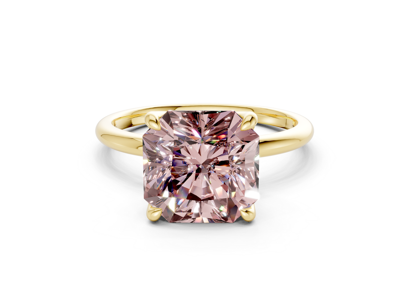 Phoenix Pink Diamond Solitaire Radiant Squareuare Cut 1.8mm Engagement Ring