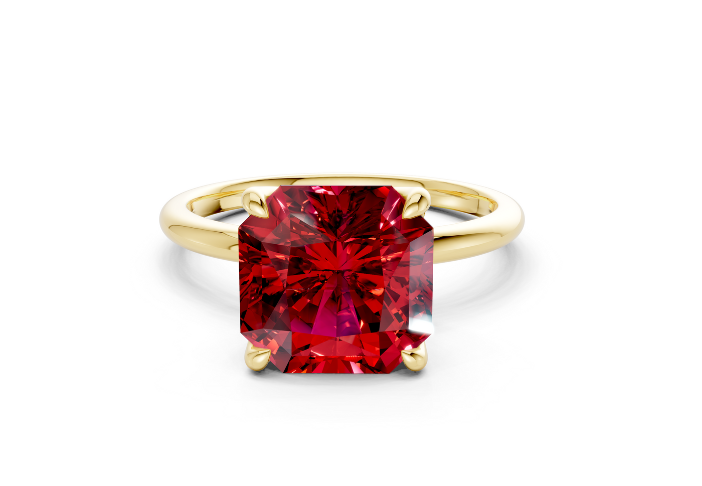 Phoenix Ruby Gemstone Solitaire Radiant Squareuare Cut 1.8mm Engagement Ring