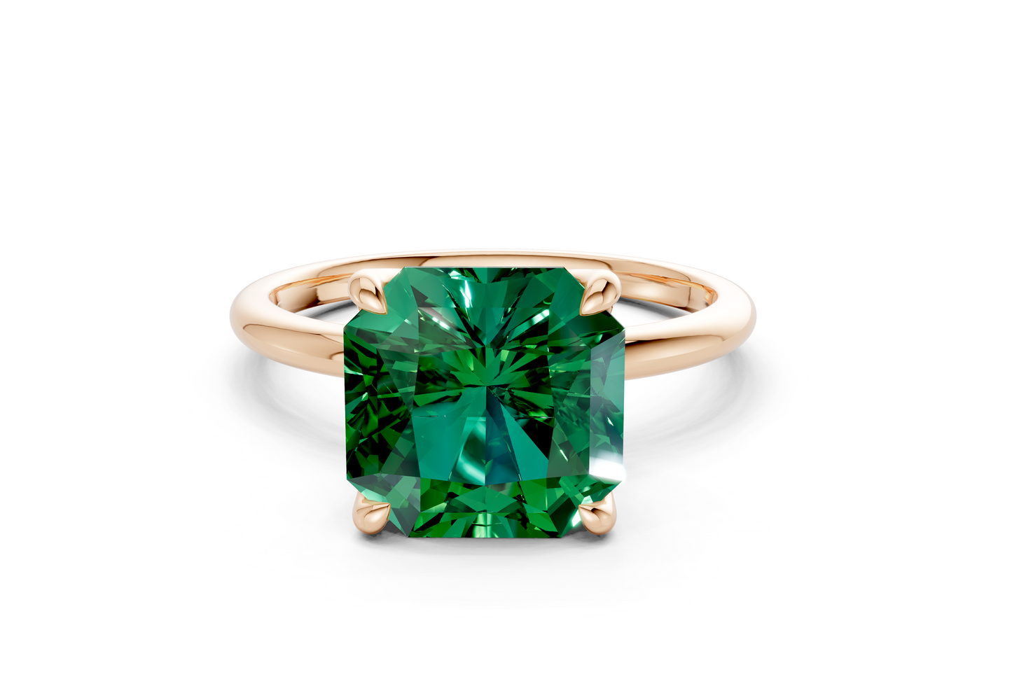 Phoenix Emerald Gemstone Solitaire Radiant Squareuare Cut 2mm Engagement Ring