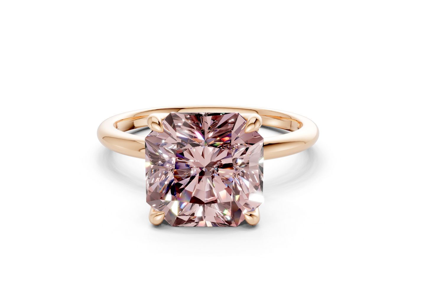 Phoenix Pink Diamond Solitaire Radiant Squareuare Cut 2mm Engagement Ring