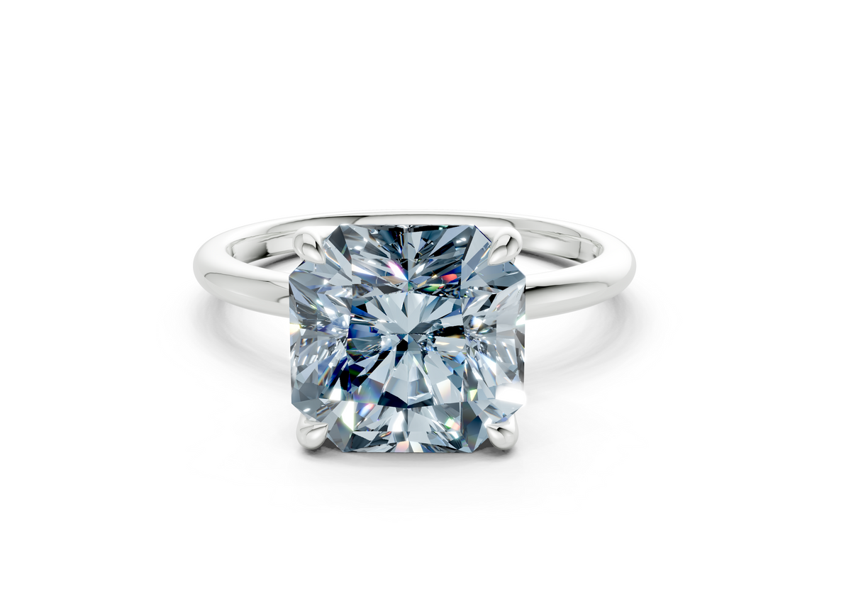 Phoenix Blue Diamond Solitaire Radiant Squareuare Cut 2mm Engagement Ring