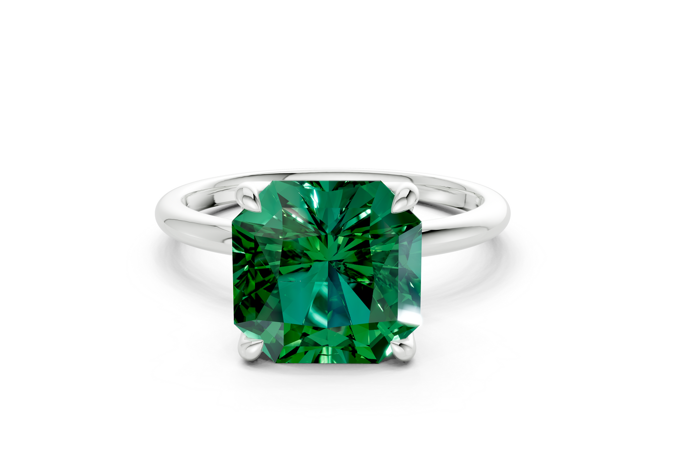 Phoenix Emerald Gemstone Solitaire Radiant Squareuare Cut 1.8mm Engagement Ring