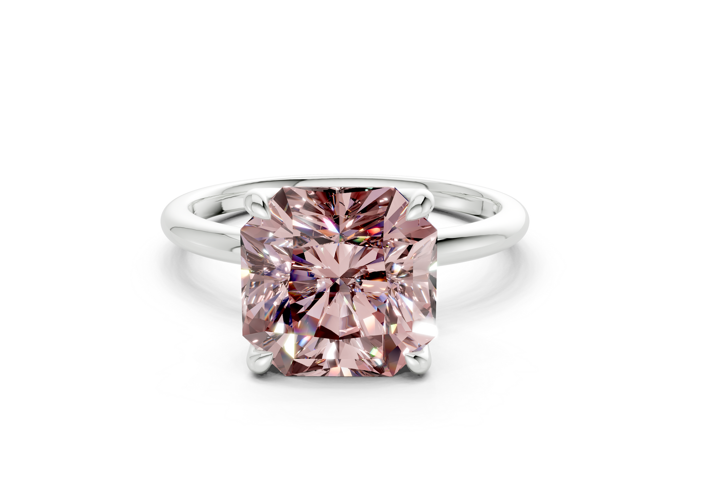Phoenix Pink Diamond Solitaire Radiant Squareuare Cut 2mm Engagement Ring