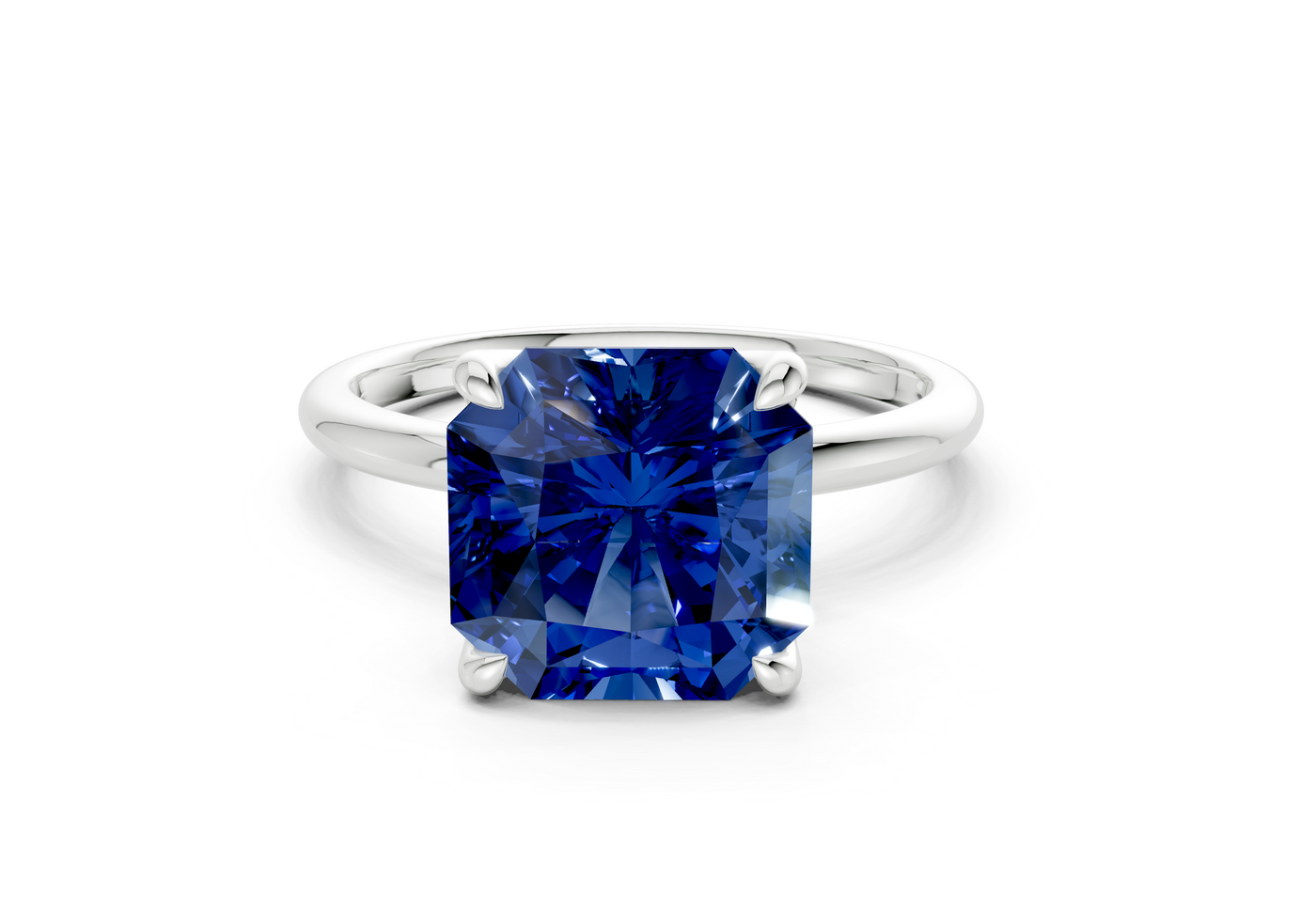 Phoenix Sapphire Gemstone Solitaire Radiant Squareuare Cut 1.8mm Engagement Ring
