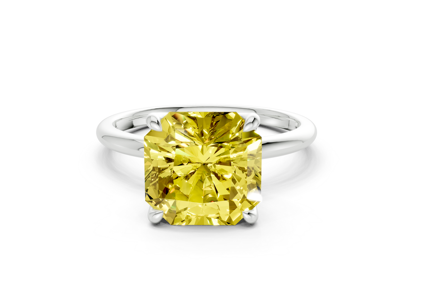Phoenix Yellow Diamond Solitaire Radiant Squareuare Cut 2mm Engagement Ring