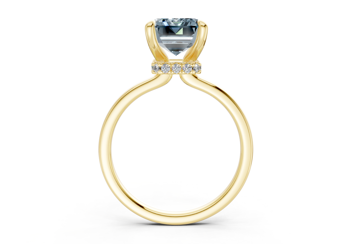Seraphina Blue Diamond Solitaire Emerald Cut 1.8mm Engagement Ring