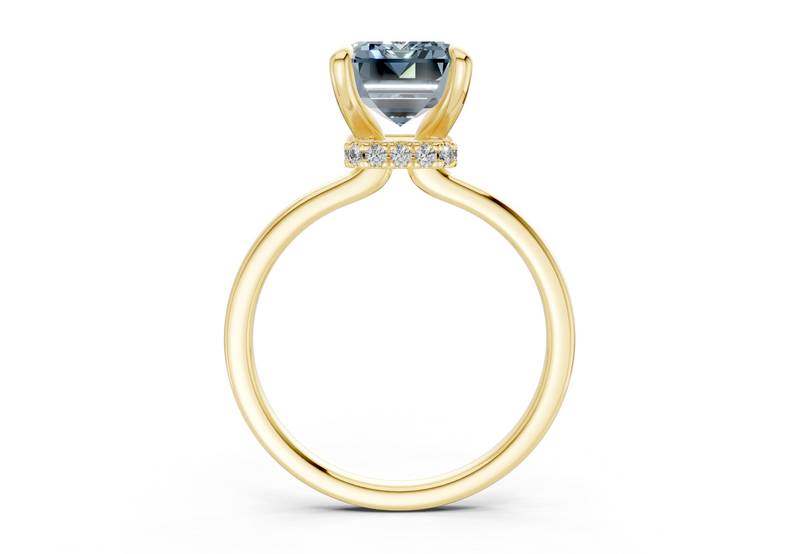 Seraphina Blue Diamond Solitaire Emerald Cut 1.8mm Engagement Ring